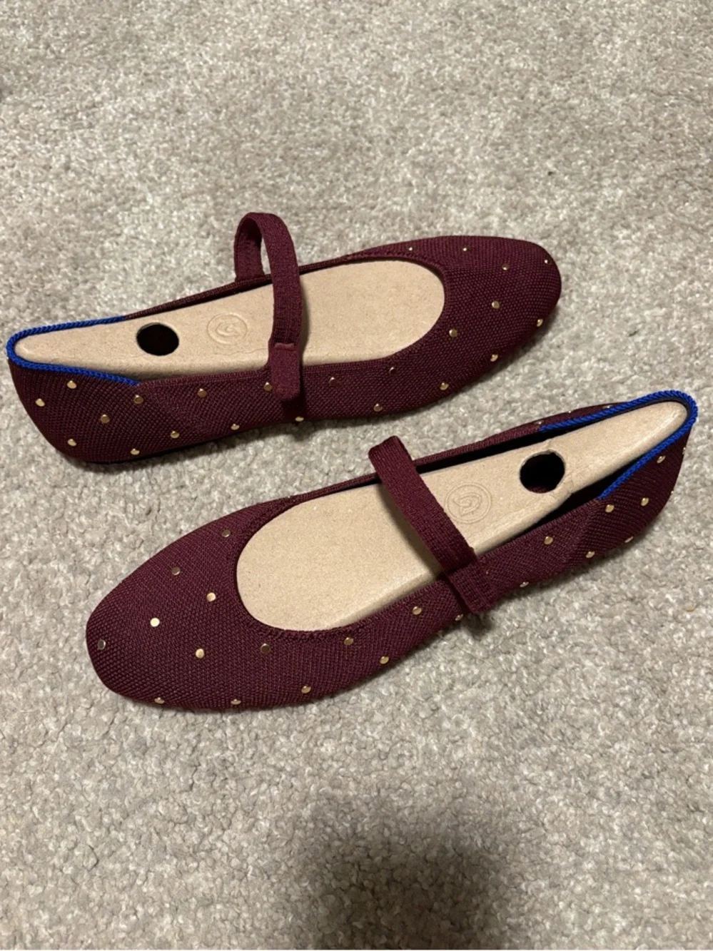 New - Rothy's The Square Mary Jane - Studded Syrah (Burgundy) 8.5 - Picture 2 of 5